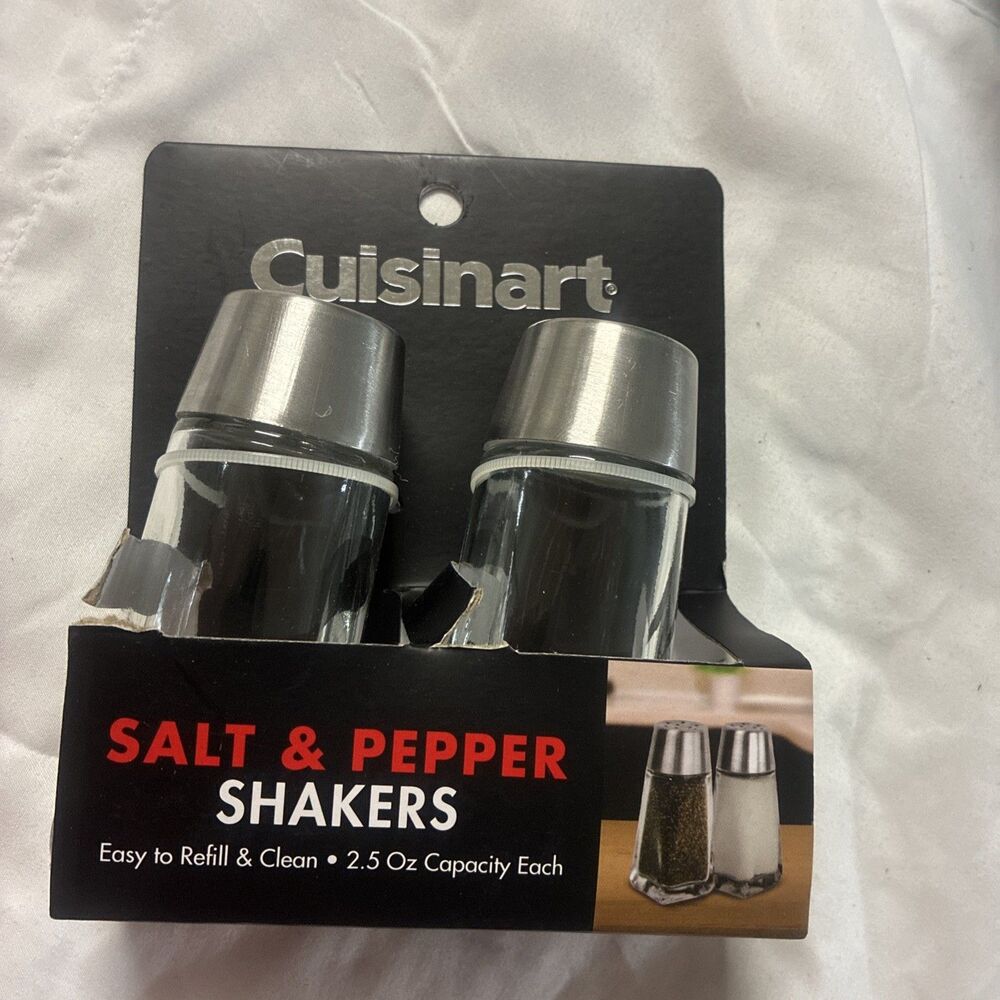 Cuisinart Glass Salt and Pepper Shaker Set With Silver Caps 2.5oz